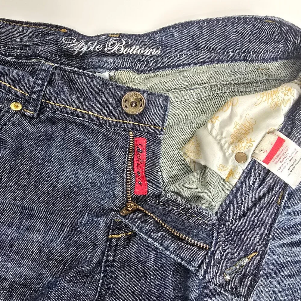 Apple Bottoms‎ Jeans Womens Size 9/10 Blue Denim Crop Rhinestone Y2K Retro